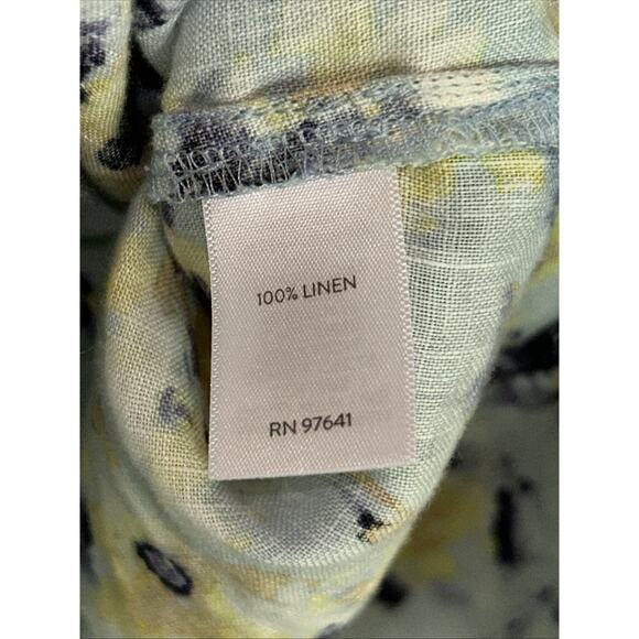 J. Jill Love Linen Floral Blouse Women’s XS Button Pintuck Pleated Cottage - Picture 8 of 10